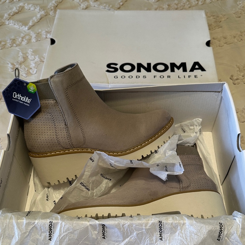 Sonoma Grey Ankle Boots with Wedge Heel